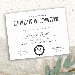 Black White Modern Certificate of Complete Award