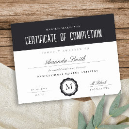 Black White Modern Certificate of Complete Award