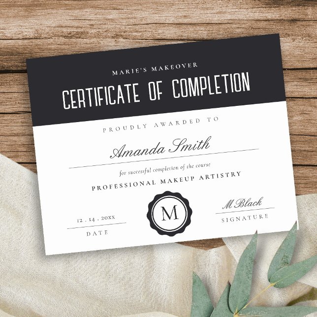 Black White Modern Certificate of Complete Award (Skapare uppladdad)