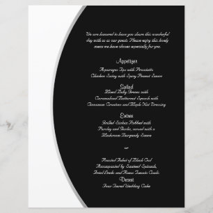 Black White Modern Circle Posh Bröllop Menu