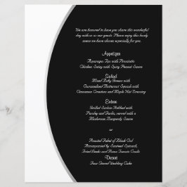 Black White Modern Circle Posh Bröllop Menu