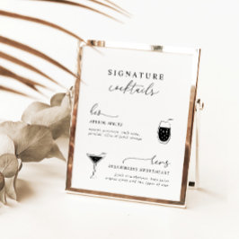 Black White Modern Elegant Namnteckning Drinks Sig