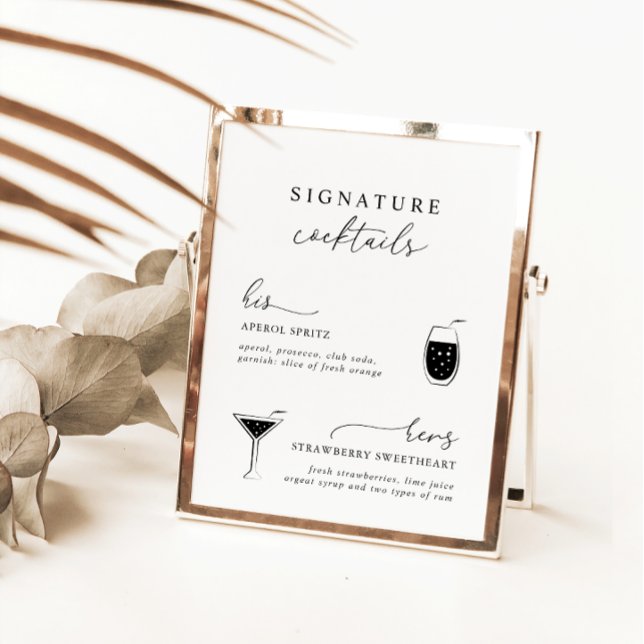 Black White Modern Elegant Namnteckning Drinks Sig (Skapare uppladdad)