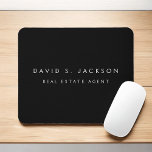 Black White Modern Elegant Professionell Classy<br><div class="desc">Anpassningsbar Luxury Executive Black and White Minimalist Business Mousepad (Mouse Pad) med vit stavad typografi för monogrammet lägger till din egen namn och yrkestitel eller befattning. Du kan anpassa Business Professionell Namn Plate med ditt namn och din befattning. Kontakta designern om du vill ha anpassade matchande objekt.</div>