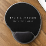 Black White Modern Elegant Professionell Classy Gel Musmatta<br><div class="desc">Anpassningsbar Luxury Executive Black and White Minimalist Business Mousepad (Mouse Pad) med vit stavad typografi för monogrammet lägger till din egen namn och yrkestitel eller befattning. Du kan anpassa Business Professionell Namn Plate med ditt namn och din befattning. Kontakta designern om du vill ha anpassade matchande objekt.</div>