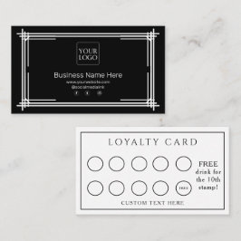 Black White Modern Forme Business Café Coffee Lojalitetskort