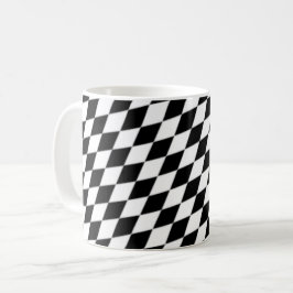 Black White Modern Geometric Checkerboard Mönster Kaffemugg