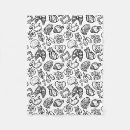 Black & White Modern Human Anatomy Sketch Mönster Fleecefilt