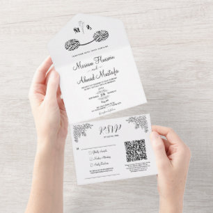 Black & White Modern Minimal Blommigt Islamic Nika