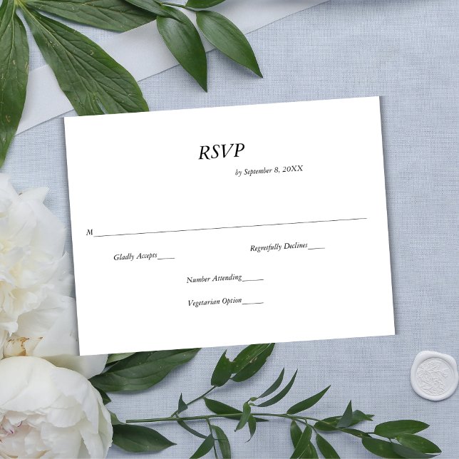 Black White Modern Minimalist-Bröllop OSA-kort (Black White Modern Minimalist Wedding RSVP card)