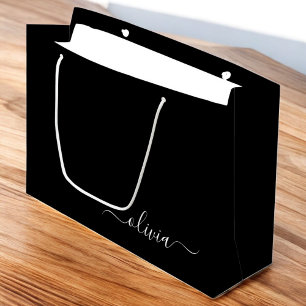 Black White Modern Minimalist Elegant Monogram