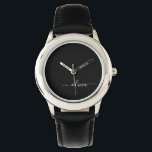 Black White Modern Minimalist Elegant Monogram Armbandsur<br><div class="desc">Vi presenterar vår moderna svartvita, minimalistiska monogramsamling: Enkelhet och sofistikering med våra minimalistiska utformningar, böjda för att sakta lyfta upp stil. Den här samlingen är skapad med ett stort öga för modern estetik och har en elegant svart och vit design som förstärks av monogram för personlig. Från chic till mångsidiga...</div>