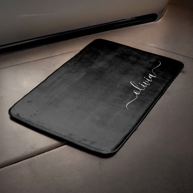 Black White Modern Minimalist Elegant Monogram Badrumsmatta (Skapare uppladdad)
