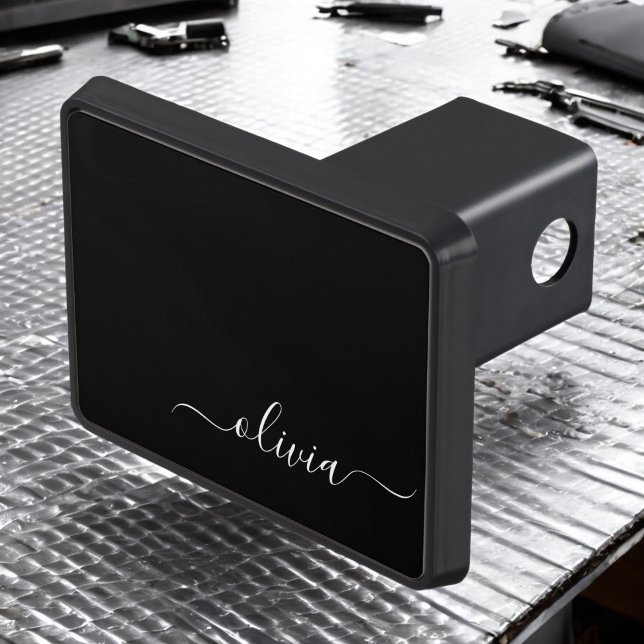 Black White Modern Minimalist Elegant Monogram Dragkroksskydd (Skapare uppladdad)