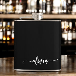 Black White Modern Minimalist Elegant Monogram Fickplunta