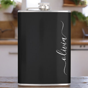 Black White Modern Minimalist Elegant Monogram Fickplunta