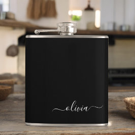 Black White Modern Minimalist Elegant Monogram Fickplunta