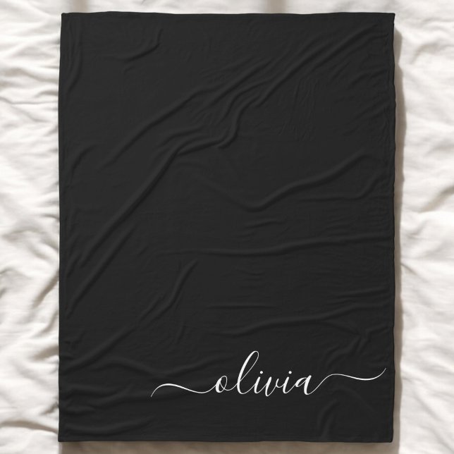 Black White Modern Minimalist Elegant Monogram Fleecefilt (Skapare uppladdad)