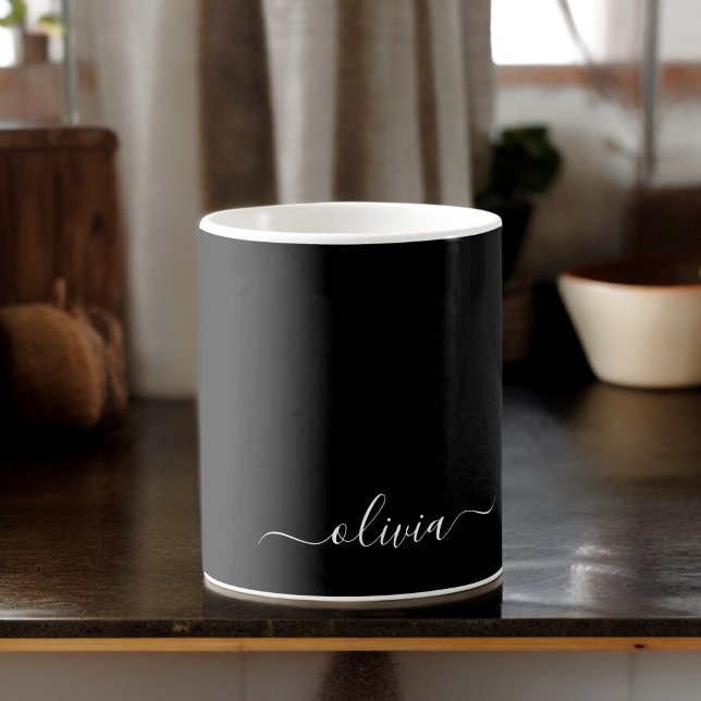 Black White Modern Minimalist Elegant Monogram Kaffemugg (Skapare uppladdad)
