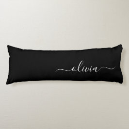 Black White Modern Minimalist Elegant Monogram Kroppskudde