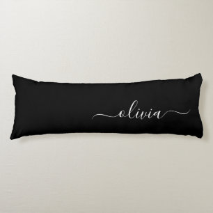 Black White Modern Minimalist Elegant Monogram Kroppskudde