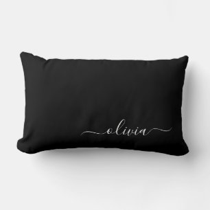 Black White Modern Minimalist Elegant Monogram Lumbarkudde