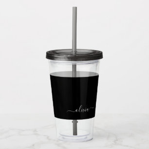 Black White Modern Minimalist Elegant Monogram Take Away Mugg
