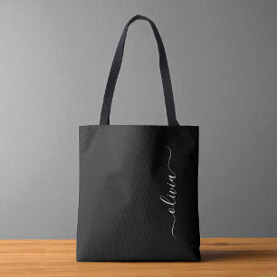 Black White Modern Minimalist Elegant Monogram Tygkasse