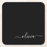 Black White Modern Minimalist Elegant Monogram Underlägg Papper Kvadrat<br><div class="desc">Vi presenterar vår moderna svartvita, minimalistiska monogramsamling: Enkelhet och sofistikering med våra minimalistiska utformningar, böjda för att sakta lyfta upp stil. Den här samlingen är skapad med ett stort öga för modern estetik och har en elegant svart och vit design som förstärks av monogram för personlig. Från chic till mångsidiga...</div>