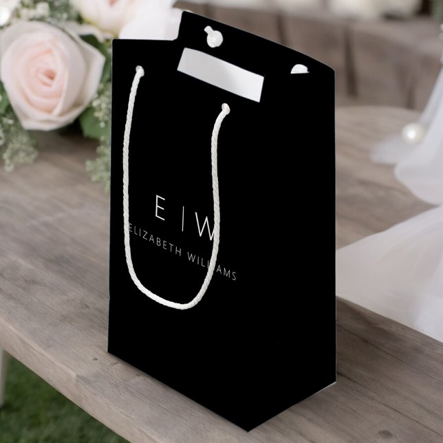 Black White Modern Minimalist Monogram Namn (Skapare uppladdad)