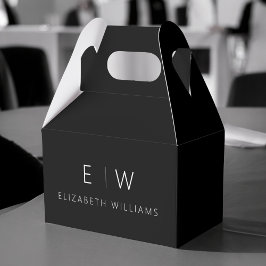 Black White Modern Minimalist Monogram Namn Presentaskar
