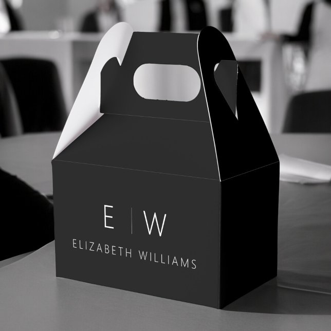 Black White Modern Minimalist Monogram Namn Presentaskar (Skapare uppladdad)