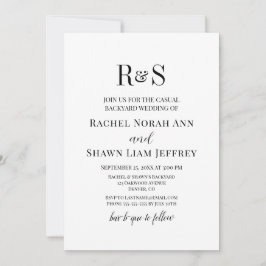 Black & White Modern Monogram Backyard Wedding Inbjudningar