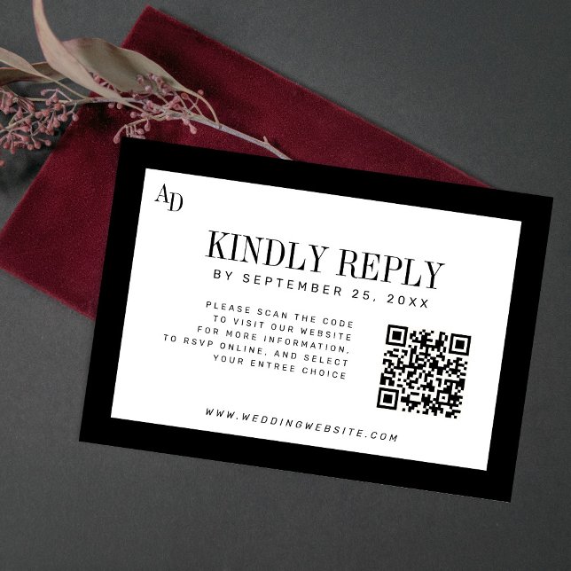 Black white modern old money wedding website QR OSA Kort (Skapare uppladdad)