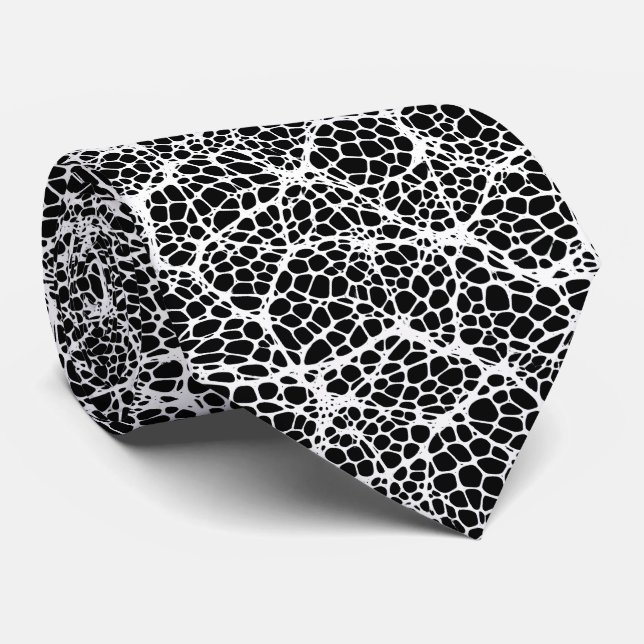Black & White Modern Organic Mönster Tie Slips (Rullad)