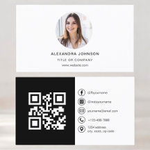 Black White Modern Photo med QR Code Social Media