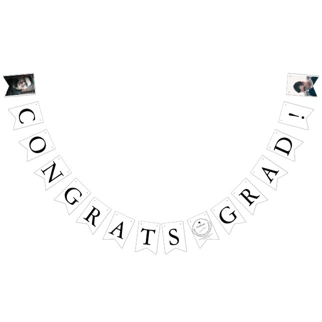 Black White Modern Photo Studenten Bunting Banner Vimplar (Alla)