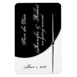 Black White Modern Posh Bröllop spara datum Magnet