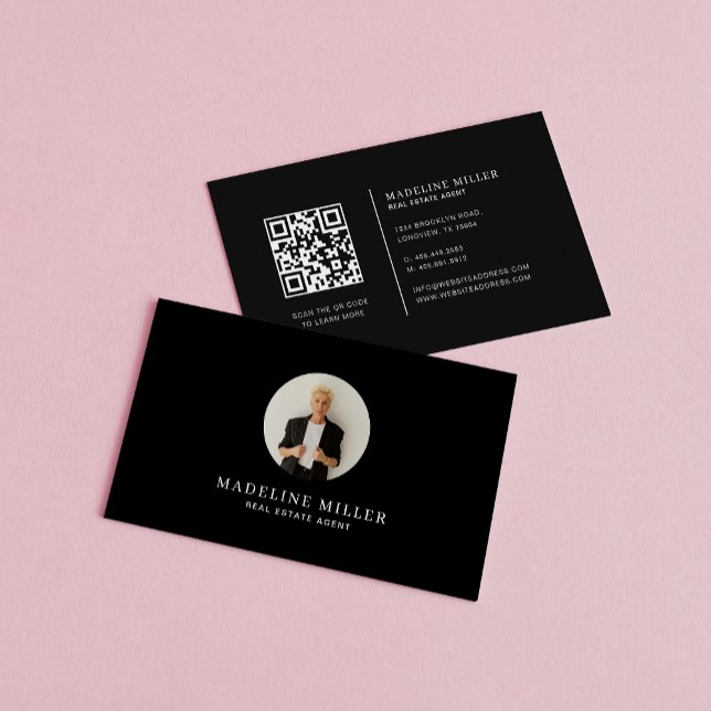 Black White Modern Professionell Real Gods Photo Visitkort (Skapare uppladdad)