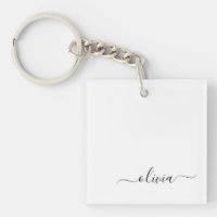 Black White Modern Script Girly Monogram Namn