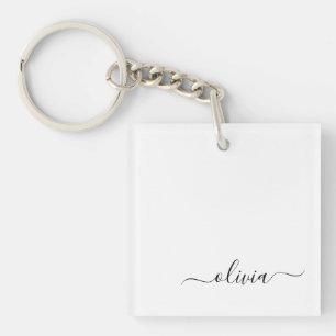 Black White Modern Script Girly Monogram Namn