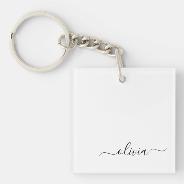 Black White Modern Script Girly Monogram Namn (Framsidan)