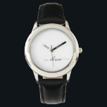 Black White Modern Script Girly Monogram Namn Armbandsur<br><div class="desc">Svartvitt enkelt skript Monogram Namn Watch. Det gör perfekten söt 16-årsjubileum,  bröllop,  möhippa,  årsdag,  babydusch eller bachelorette-fest för någon som glam lyxen och chic stilar i kärlek.</div>
