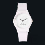 Black White Modern Script Girly Monogram Namn Armbandsur<br><div class="desc">Svartvitt enkelt skript Monogram Namn Watch. Det gör perfekt studenten,  födelsedag,  bröllop,  möhippa,  årsdag,  babydusch eller bachelorette-fest till någon som glam lyx och chic stilar.</div>