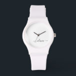 Black White Modern Script Girly Monogram Namn Armbandsur<br><div class="desc">Svartvitt enkelt skript Monogram Namn Watch. Det gör perfekt studenten,  födelsedag,  bröllop,  möhippa,  årsdag,  babydusch eller bachelorette-fest till någon som glam lyx och chic stilar.</div>