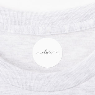 Black White Modern Script Girly Monogram Namn Klistermärke