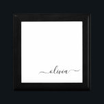 Black White Modern Script Girly Monogram Namn Minnesask<br><div class="desc">Svart och vitt enkelt skript Monogram Namn Jewelry Keepsakbox. Det gör perfekt studenten,  födelsedag,  bröllop,  möhippa,  årsdag,  babydusch eller bachelorette-fest till någon som glam lyx och chic stilar.</div>