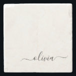 Black White Modern Script Girly Monogram Namn Stenunderlägg<br><div class="desc">Enkelt skript,  Monogram Namn Stone Tile,  svart och vitt. Det gör perfekt studenten,  söt 16-årsdag,  bröllop,  möhippa,  årsdag,  babydusch eller bachelorette-fest till någon som kärlek glam lyx och chic stilar.</div>