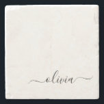 Black White Modern Script Girly Monogram Namn Stenunderlägg<br><div class="desc">Enkelt skript,  Monogram Namn Stone Tile,  svart och vitt. Det gör perfekt studenten,  söt 16-årsdag,  bröllop,  möhippa,  årsdag,  babydusch eller bachelorette-fest till någon som kärlek glam lyx och chic stilar.</div>