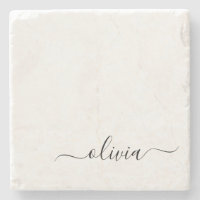 Black White Modern Script Girly Monogram Namn